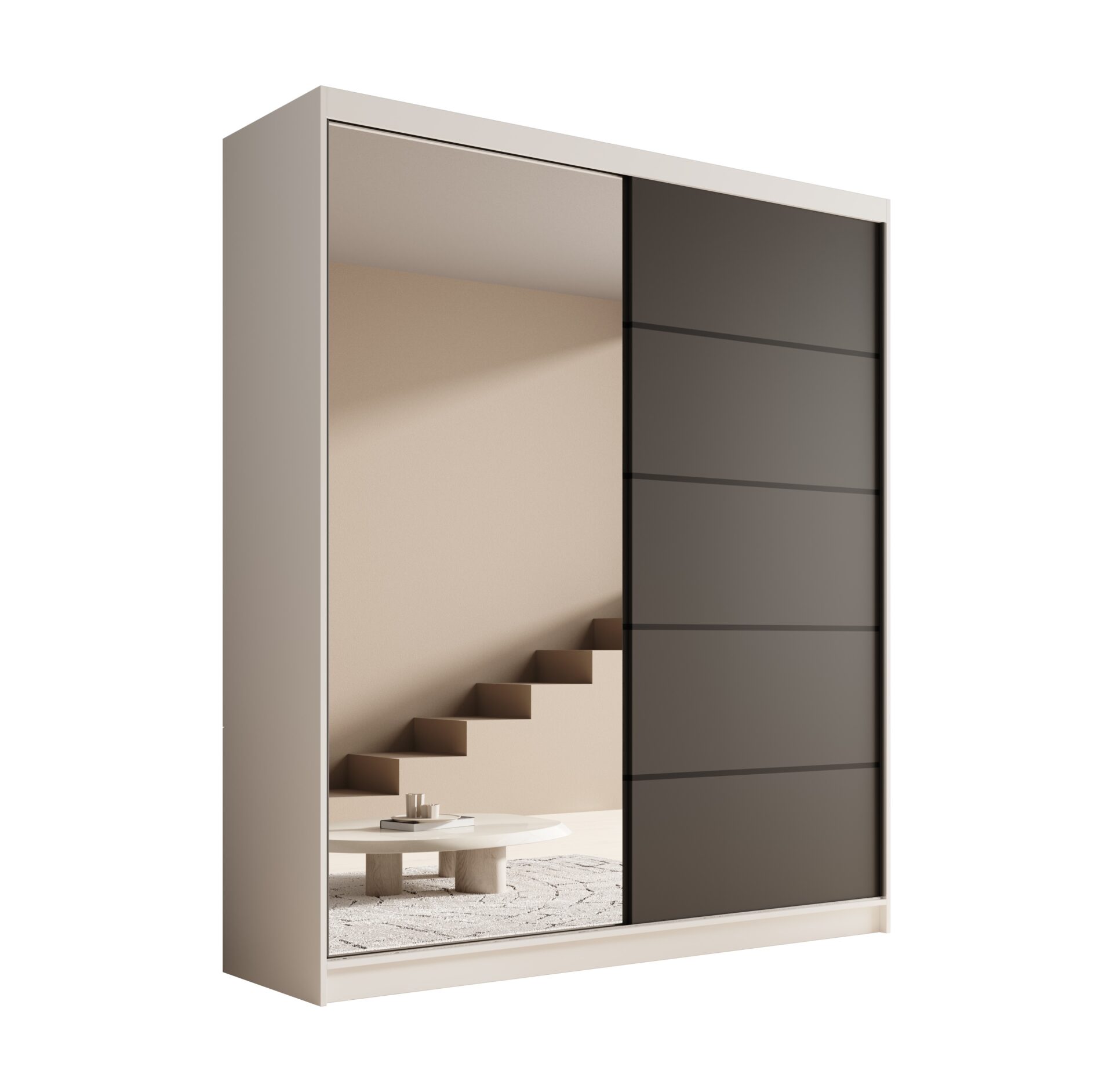 Nico 180 stumdoma spinta su veidrodžiu, balta/juoda, ADRK