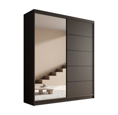 Stumdoma spinta su veidrodžiu Nico 180 juoda ADRK