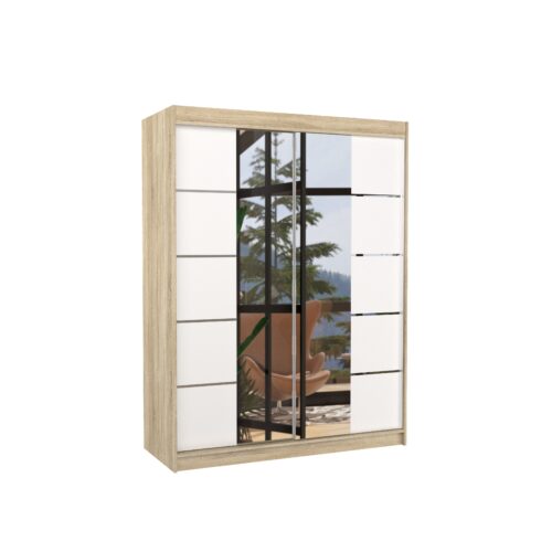 Stumdoma spinta su veidrodžiu NORDIC 150 Sonoma/Balta ADRK