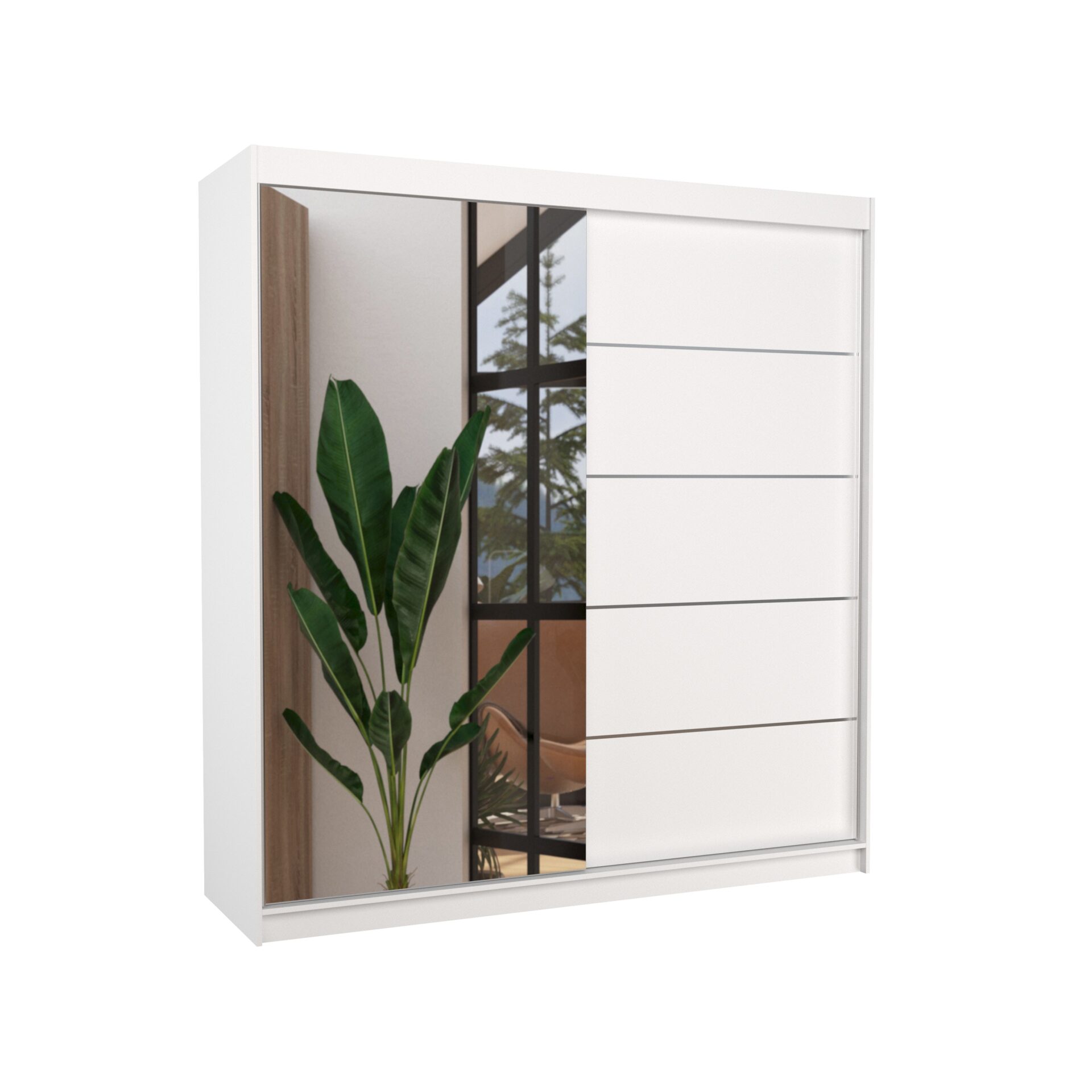 Stumdoma spinta su veidrodžiu OLIVER 200 balta ADRK