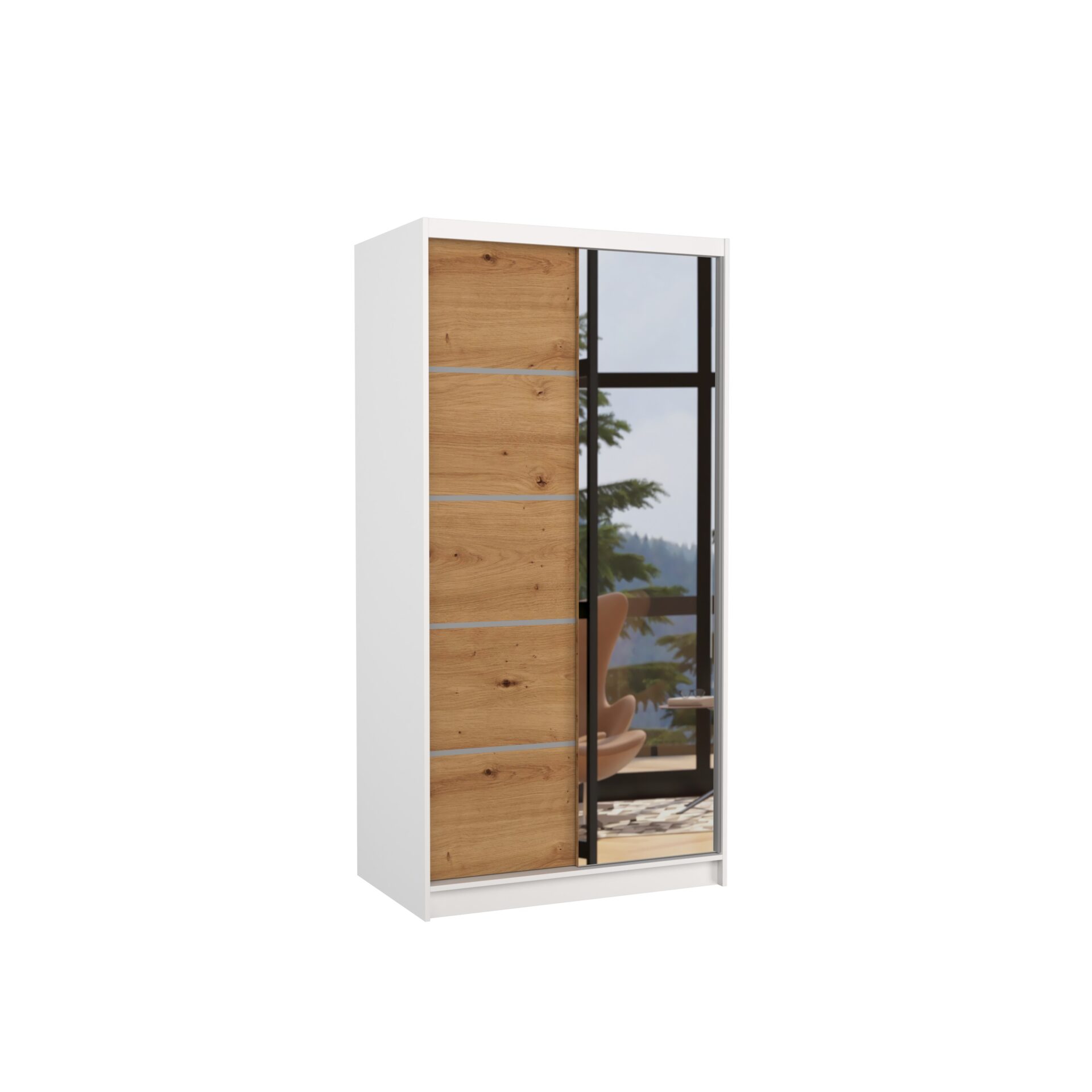 ORLANDO 100 Stumdoma spinta su veidrodžiu, balta/artisaniška, ADRK