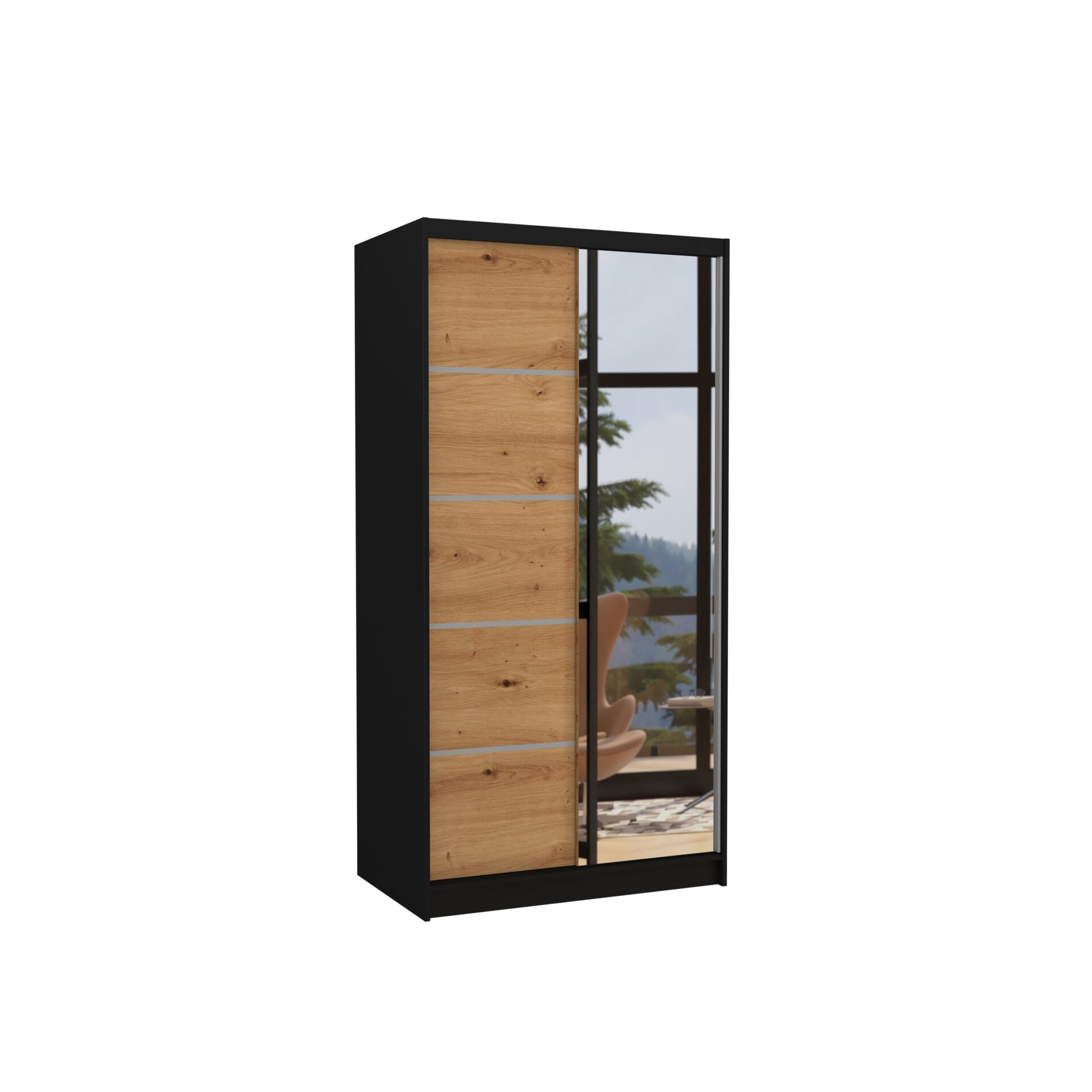 ORLANDO 100 Stumdoma spinta su veidrodžiu, juoda/artisan, ADRK