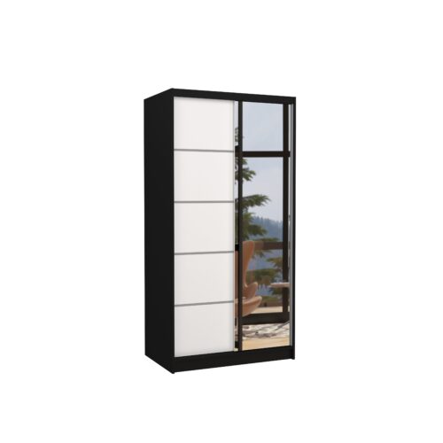 Stumdoma spinta su veidrodžiu ORLANDO 100 juoda/balta ADRK