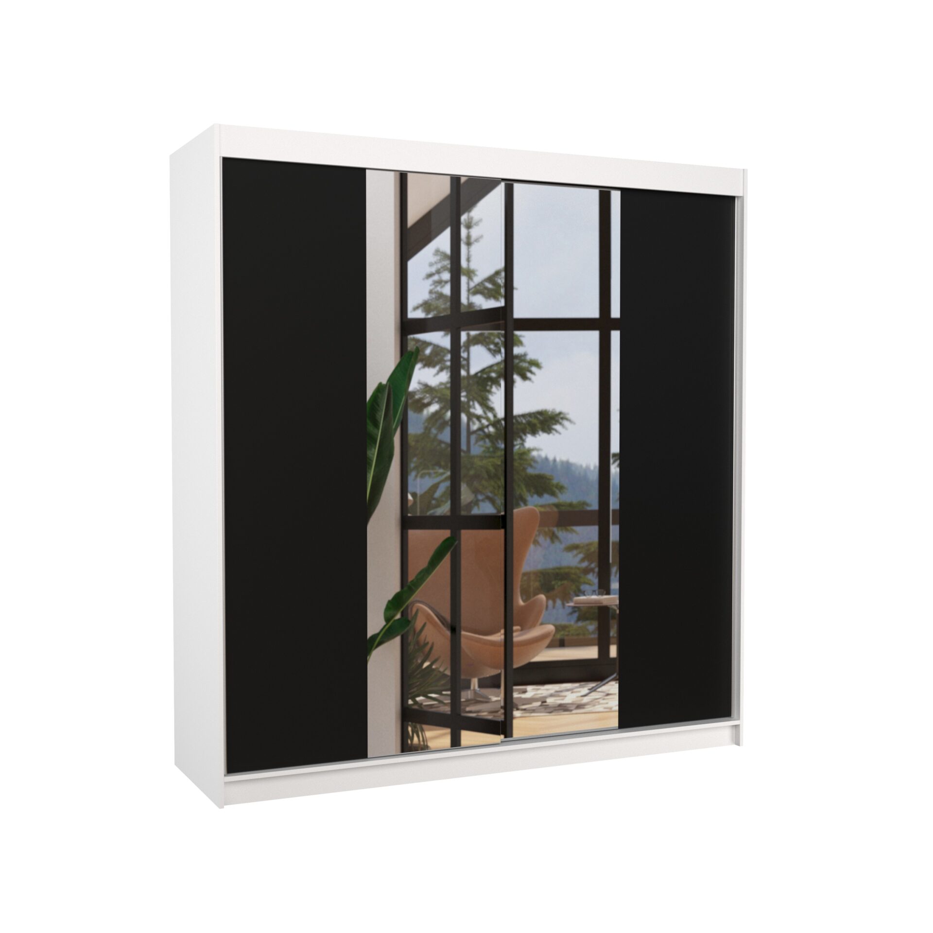 Stumdoma spinta su veidrodžiu PERQS 200 balta/juoda ADRK