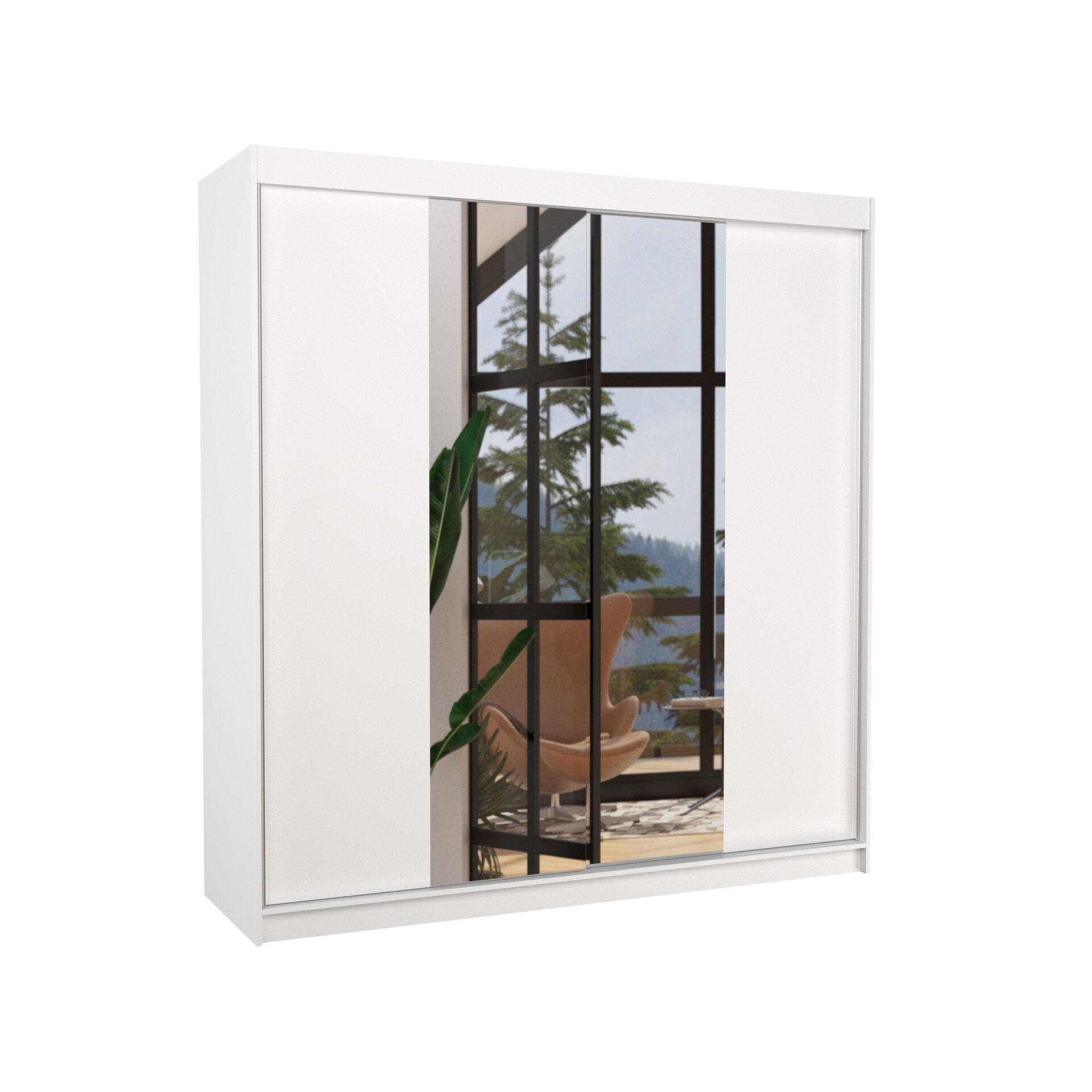 Stumdoma spinta su veidrodžiu PERQS 200 balta ADRK