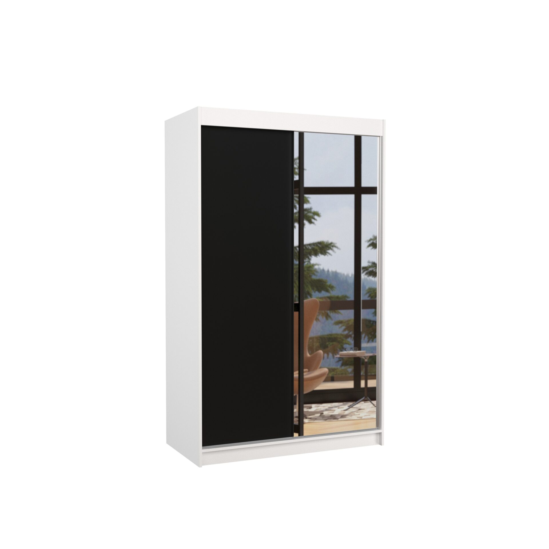 Stumdoma spinta su veidrodžiu REWENA 120 balta/juoda ADRK