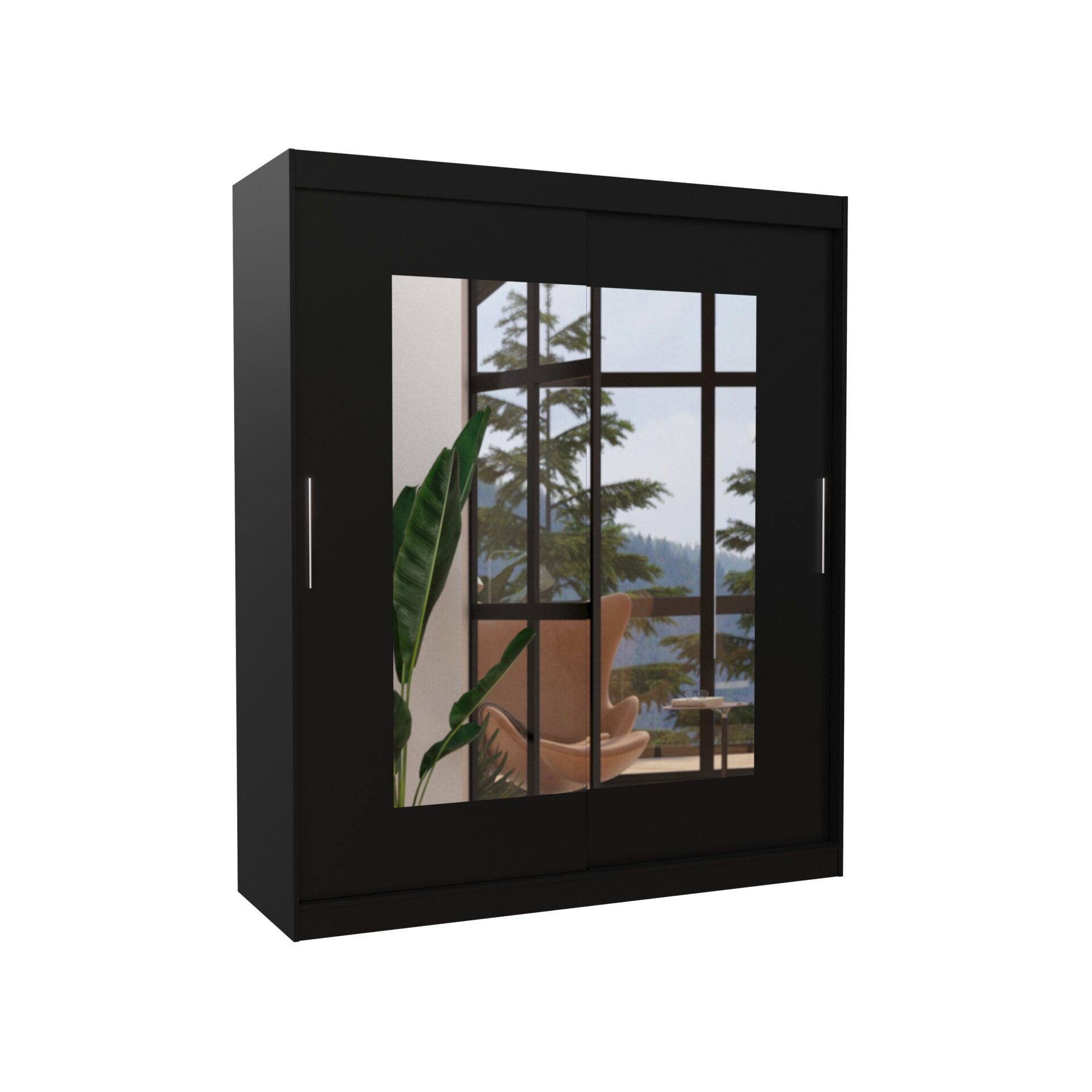 Szafa przesuwna z lustrem ROSETTE 180 Czarny ADRK