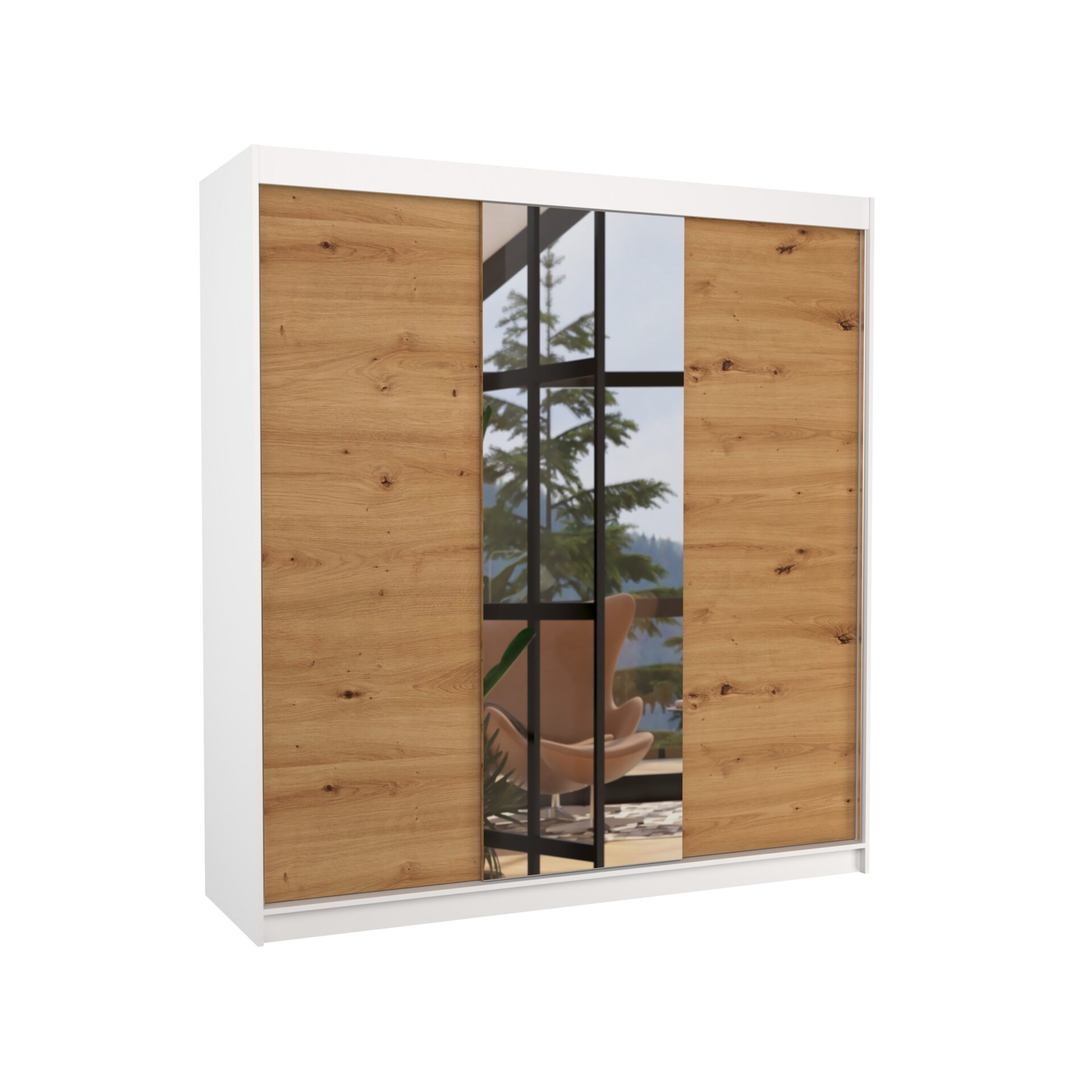 Stumdoma spinta su veidrodžiu SANTIAGO 200 balta/Artisan ADRK