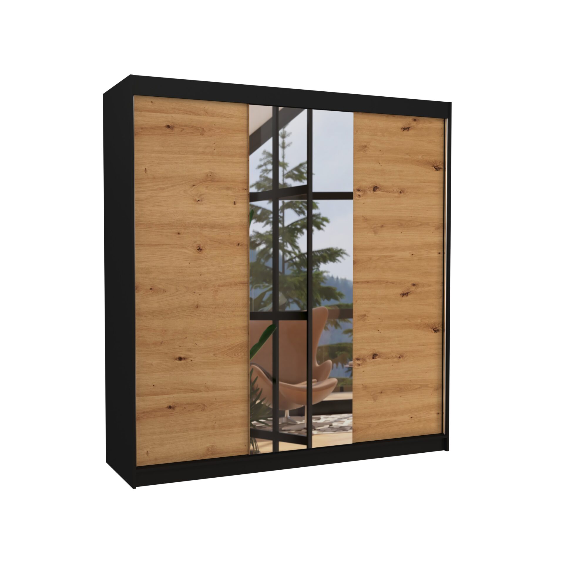 Stumdoma spinta su veidrodžiu SANTIAGO 200 juoda/Artisan ADRK