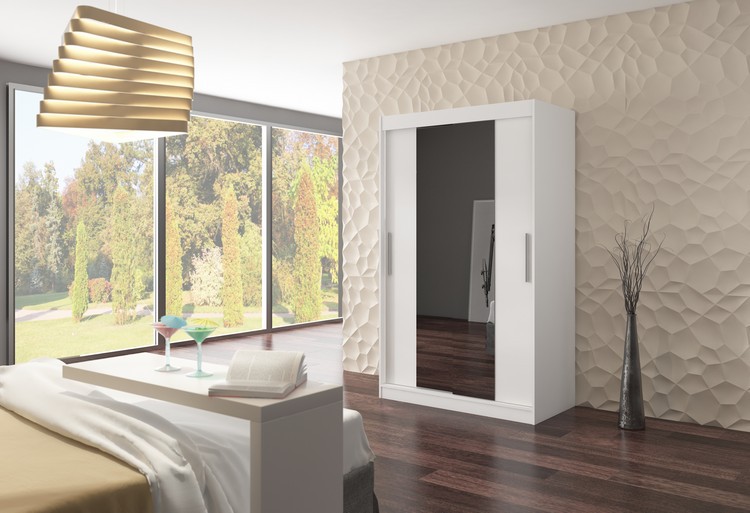 Stumdoma spinta su veidrodžiu SANTOS 120 balta ADRK - Paveikslėlis 2