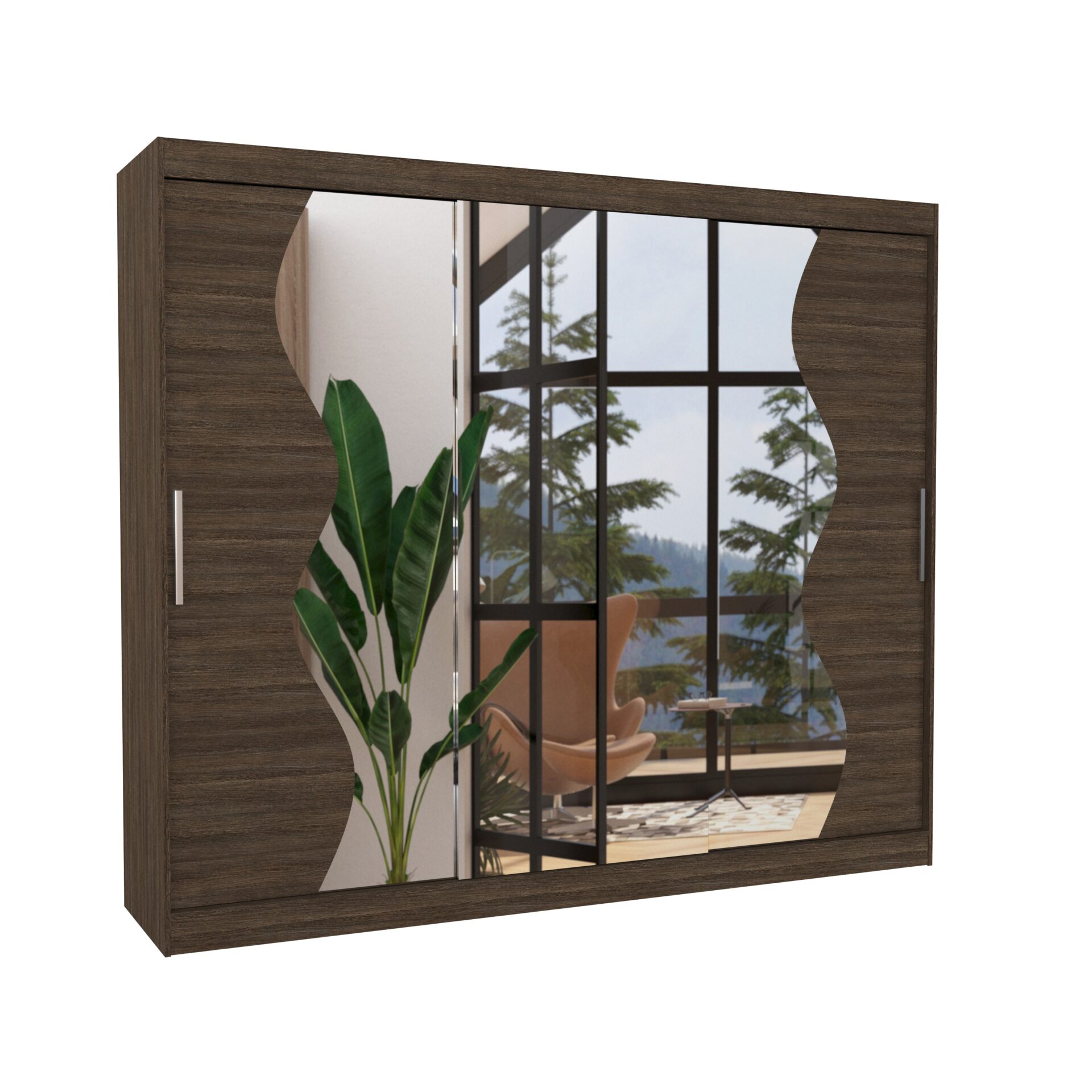 Stumdoma spinta su veidrodžiu SHARON 250 šokolado spalvos ADRK