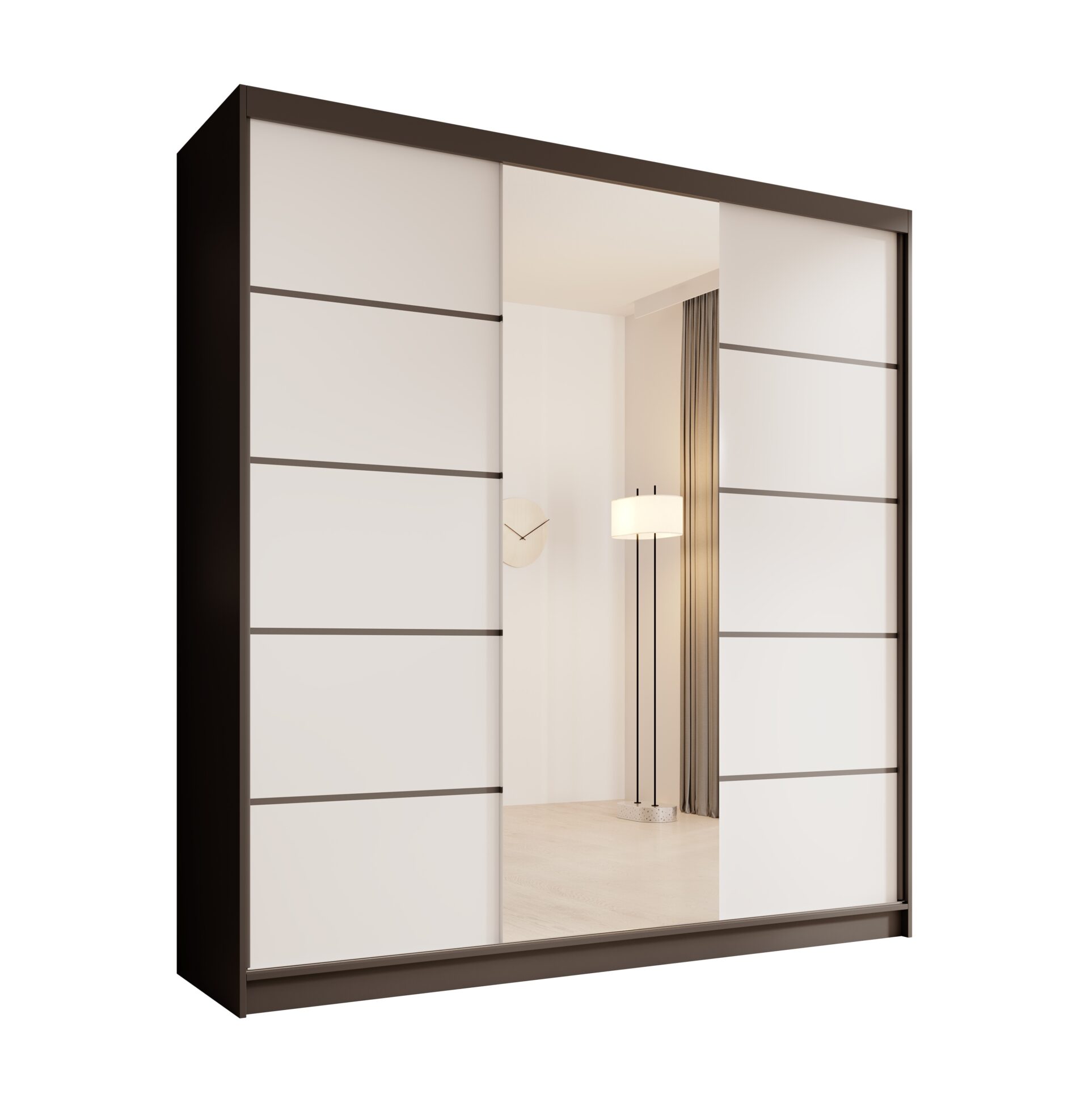 „Sonic 200“ stumdoma spinta su veidrodžiu, juoda/balta, ADRK