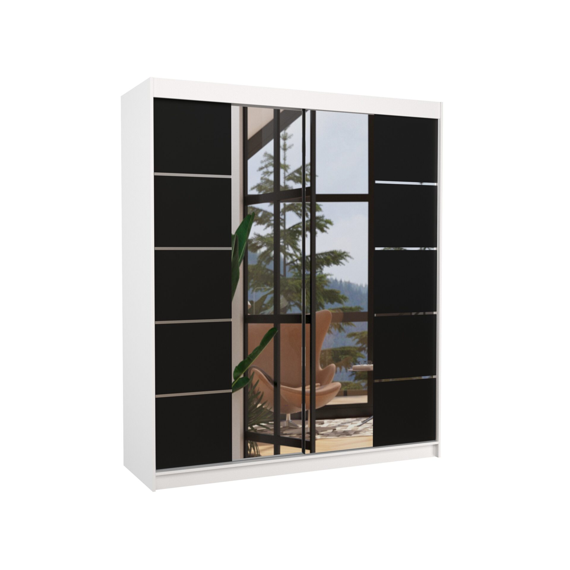 Stumdoma spinta su veidrodžiu TRAVES 180 balta/juoda ADRK