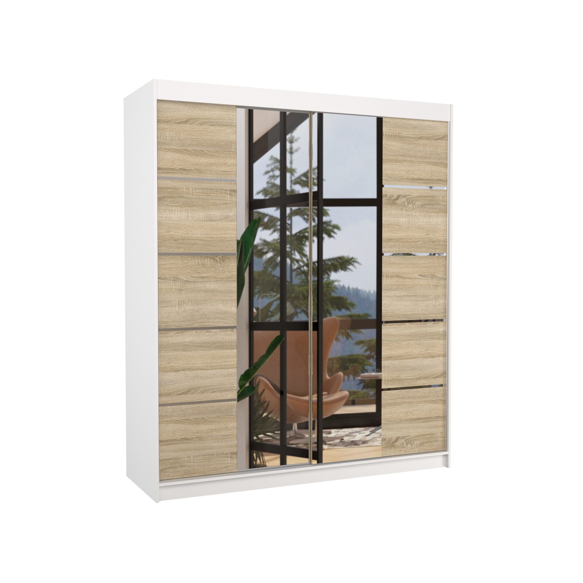 TRAVES 180 Stumdoma spinta su veidrodžiu, balta/Sonoma, ADRK