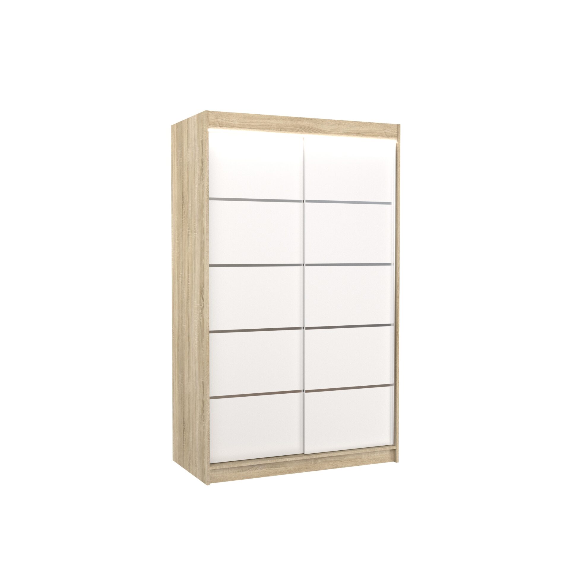 Stumdoma spinta su LED apšvietimu BENISSO 120 Sonoma/Balta ADRK