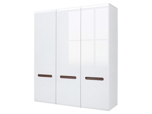 AZTECA TRIO trijų durų spinta, 180 cm, balta/blizgi balta