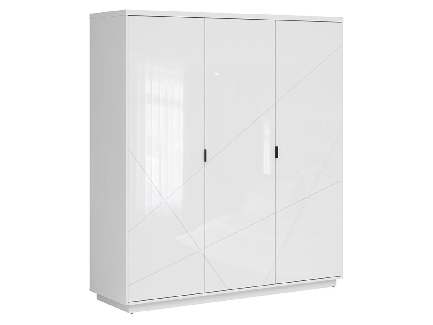 FORN trijų durų spinta, 180 cm, balta, blizgi