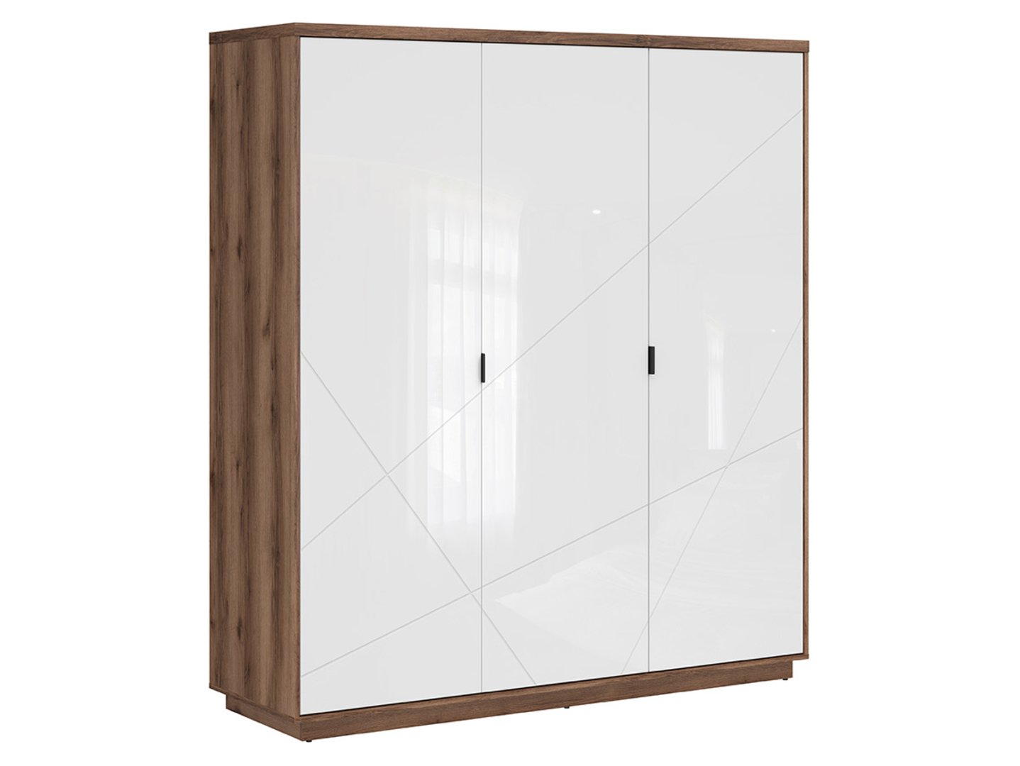 FORN trijų durų spinta 180 cm, Delano ąžuolas tamsus/blizgi balta