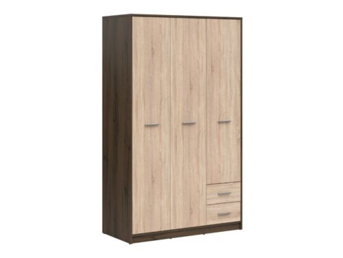 Trijų durų spinta su dviem stalčiais NEPO PLUS 118 cm, kilnus ąžuolas/sonoma ąžuolas