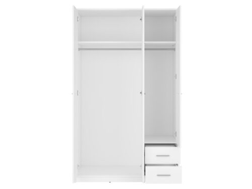 Trijų durų spinta su dviem stalčiais NEPO PLUS 118,5 cm balta