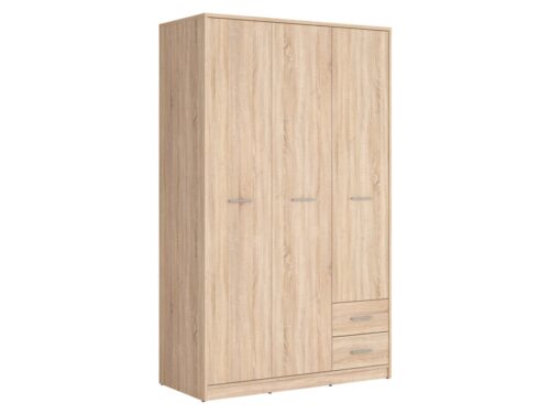 Trijų durų spinta su dviem stalčiais NEPO PLUS 118,5 cm, Sonoma ąžuolas