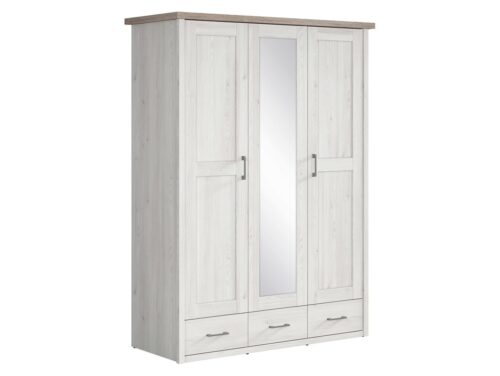 LUCA JUZI trijų durų spinta su trimis stalčiais, 148 cm, šviesus Sibiu maumedis / tamsus Sonoma ąžuolas