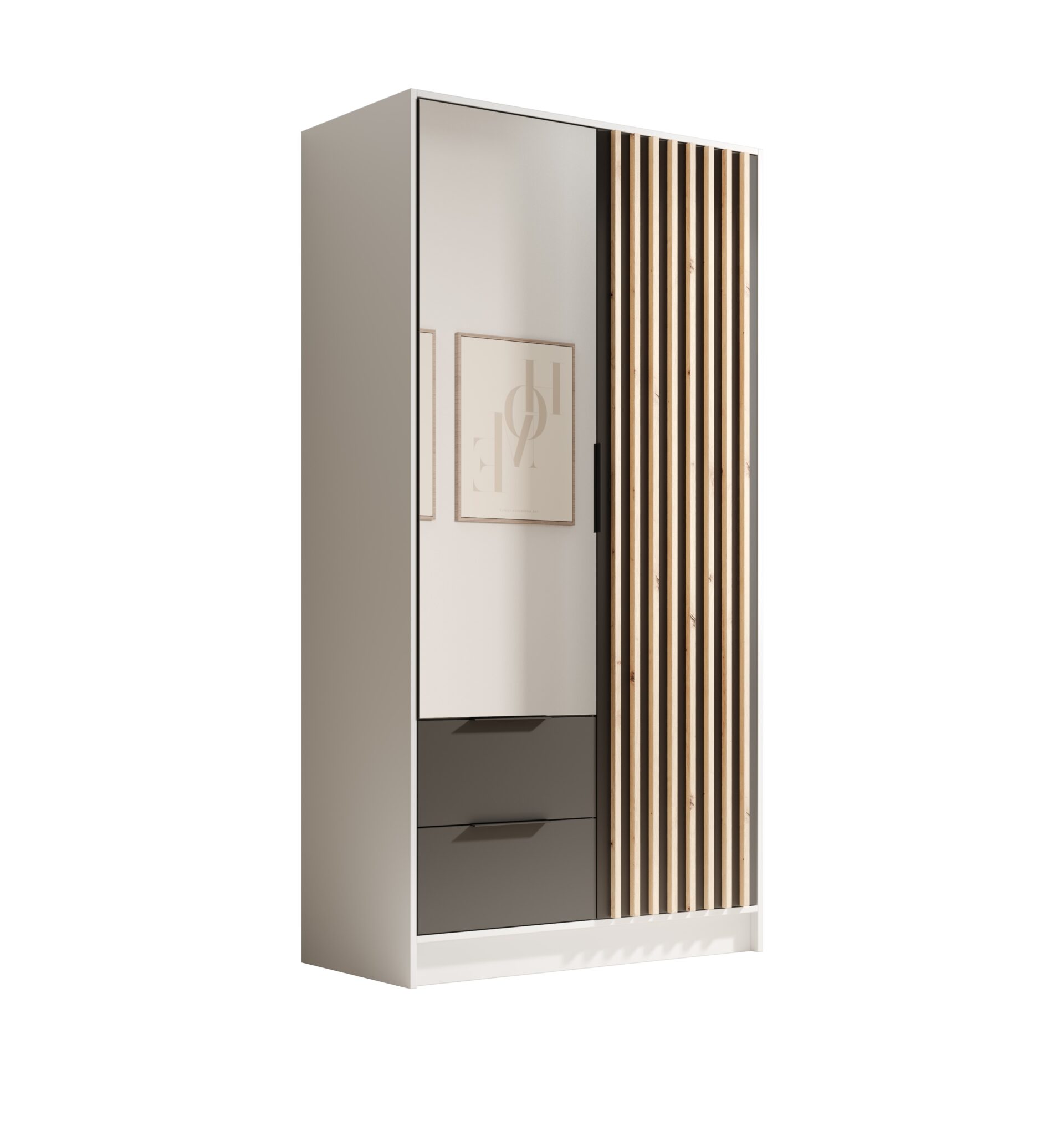 Neri 100 spinta su atlenkiamu mechanizmu ir veidrodžiais, balta/juoda, ADRK