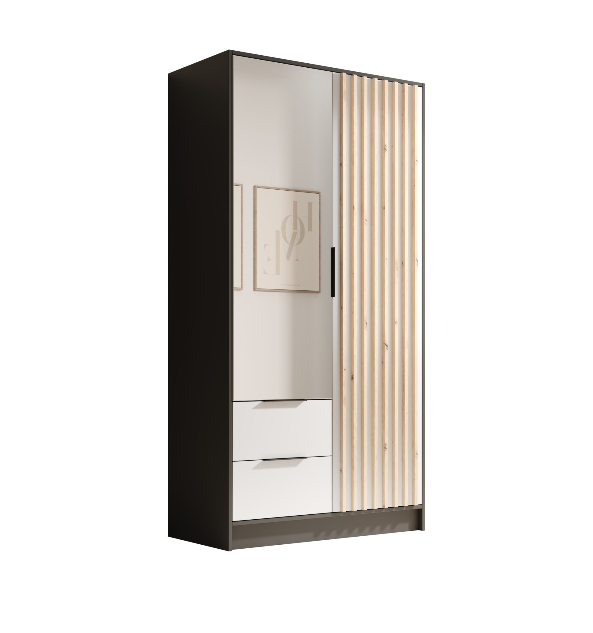 Neri 100 pakreipiama spinta su veidrodžiais, juoda/balta, ADRK