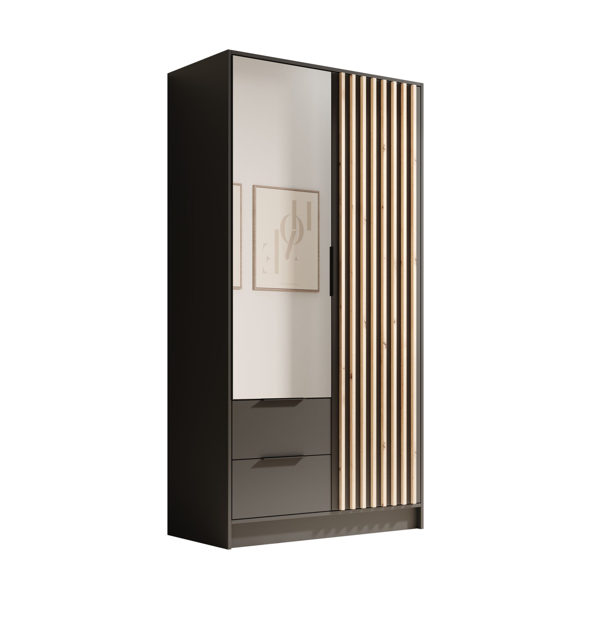 Neri 100 spinta su atlenkiamu mechanizmu ir veidrodžiais, juoda, ADRK