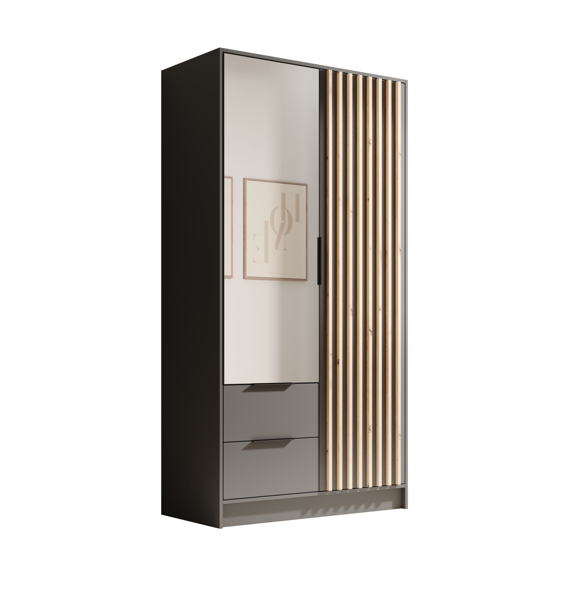 Neri 100 pakreipiama spinta su veidrodžiais, grafito spalvos, ADRK