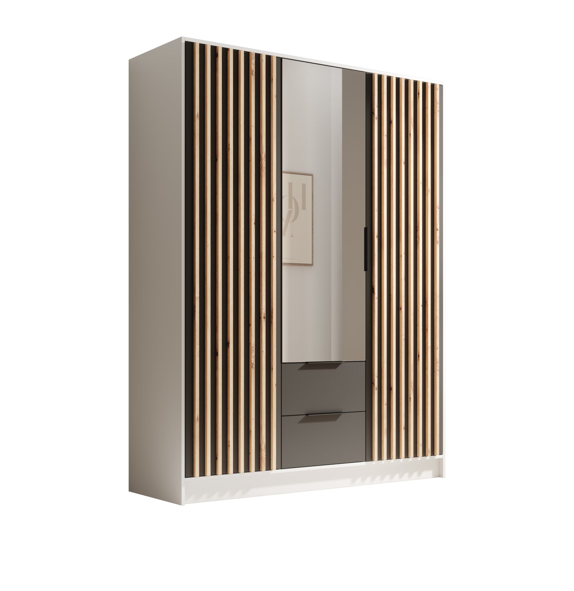 Neri 150 pakreipiama spinta su veidrodžiais, balta/juoda, ADRK