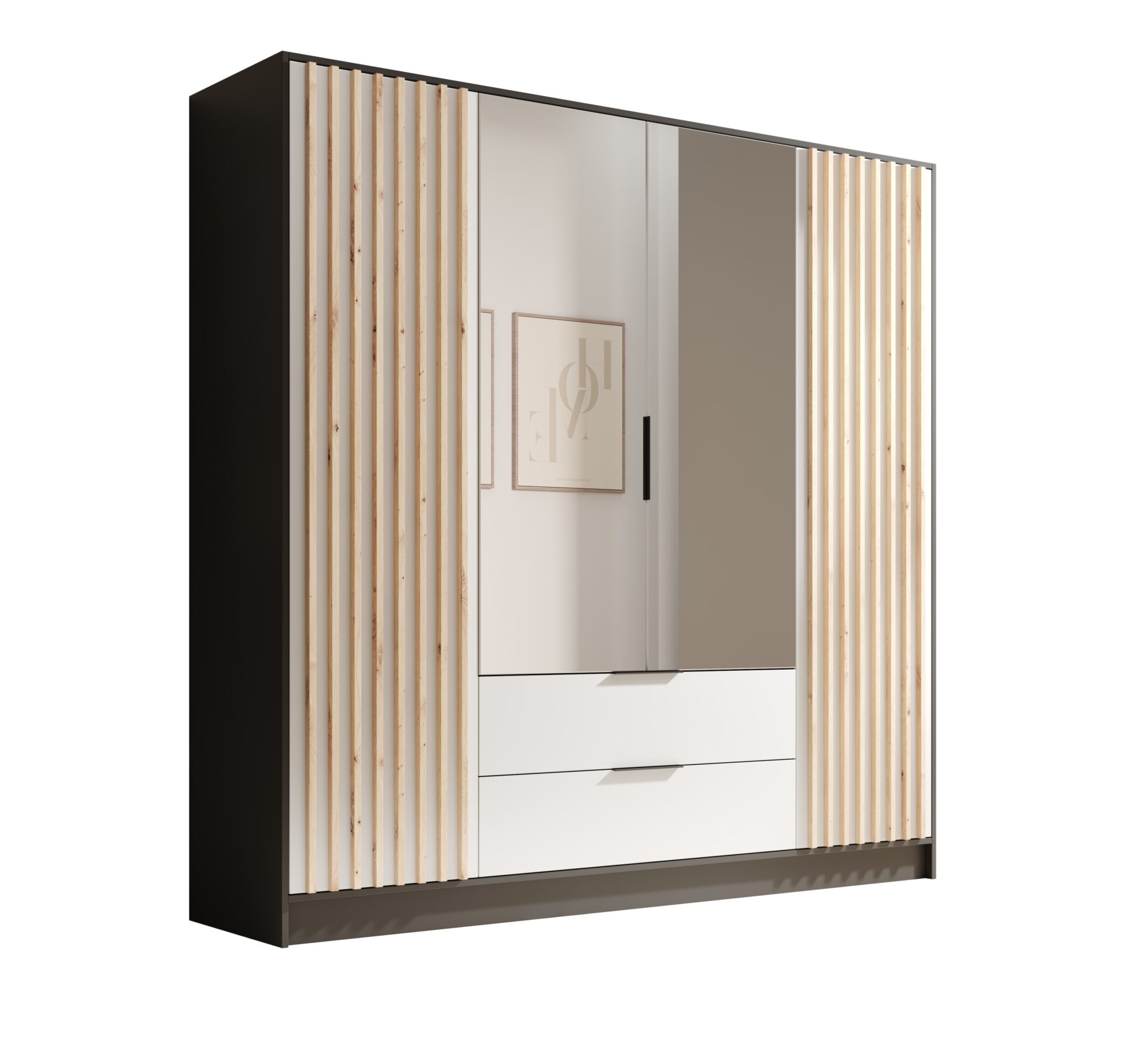 Neri 200 pakreipiama spinta su veidrodžiais, juoda/balta, ADRK