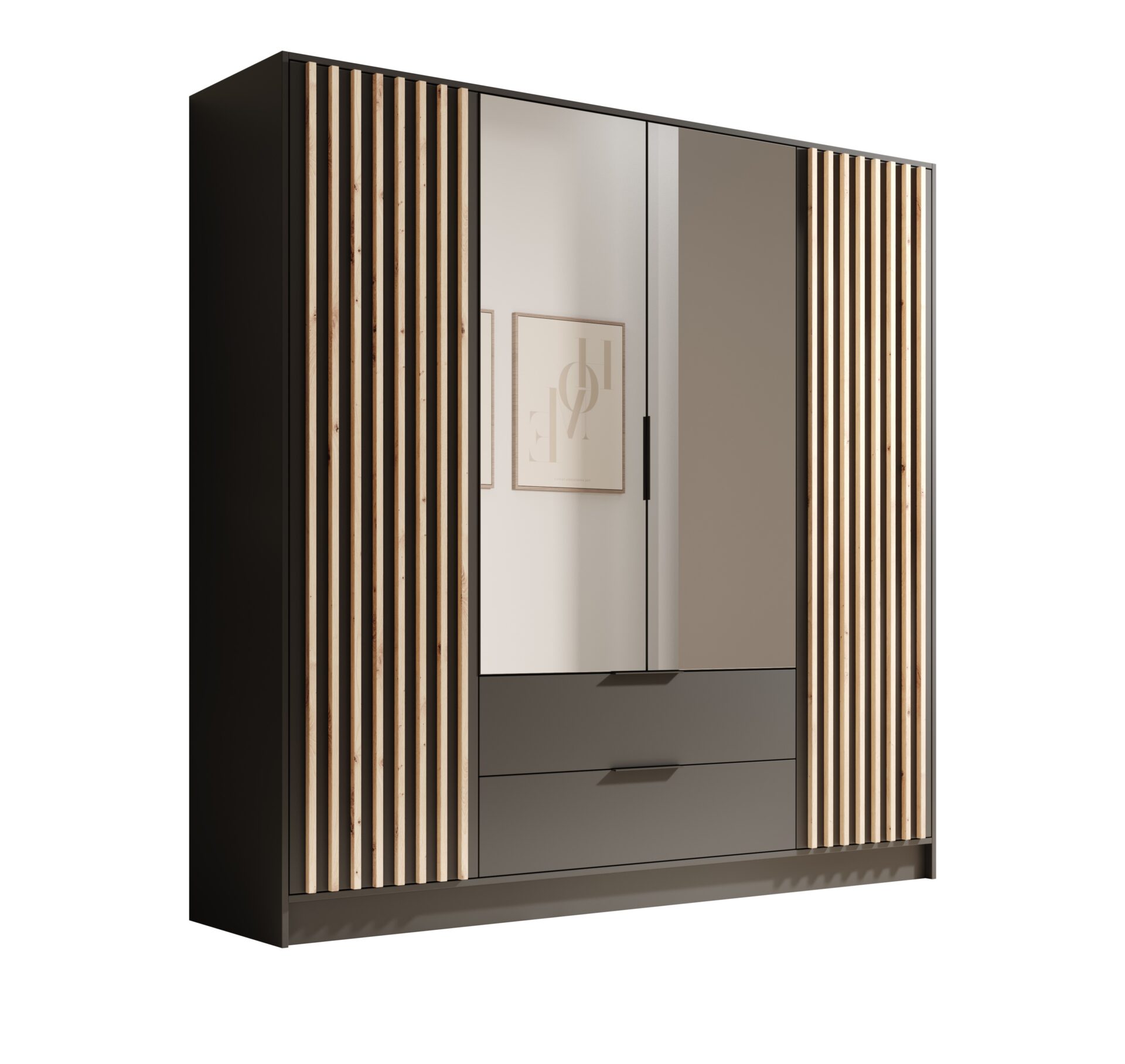 Neri 200 pakreipiama spinta su veidrodžiais, juoda, ADRK