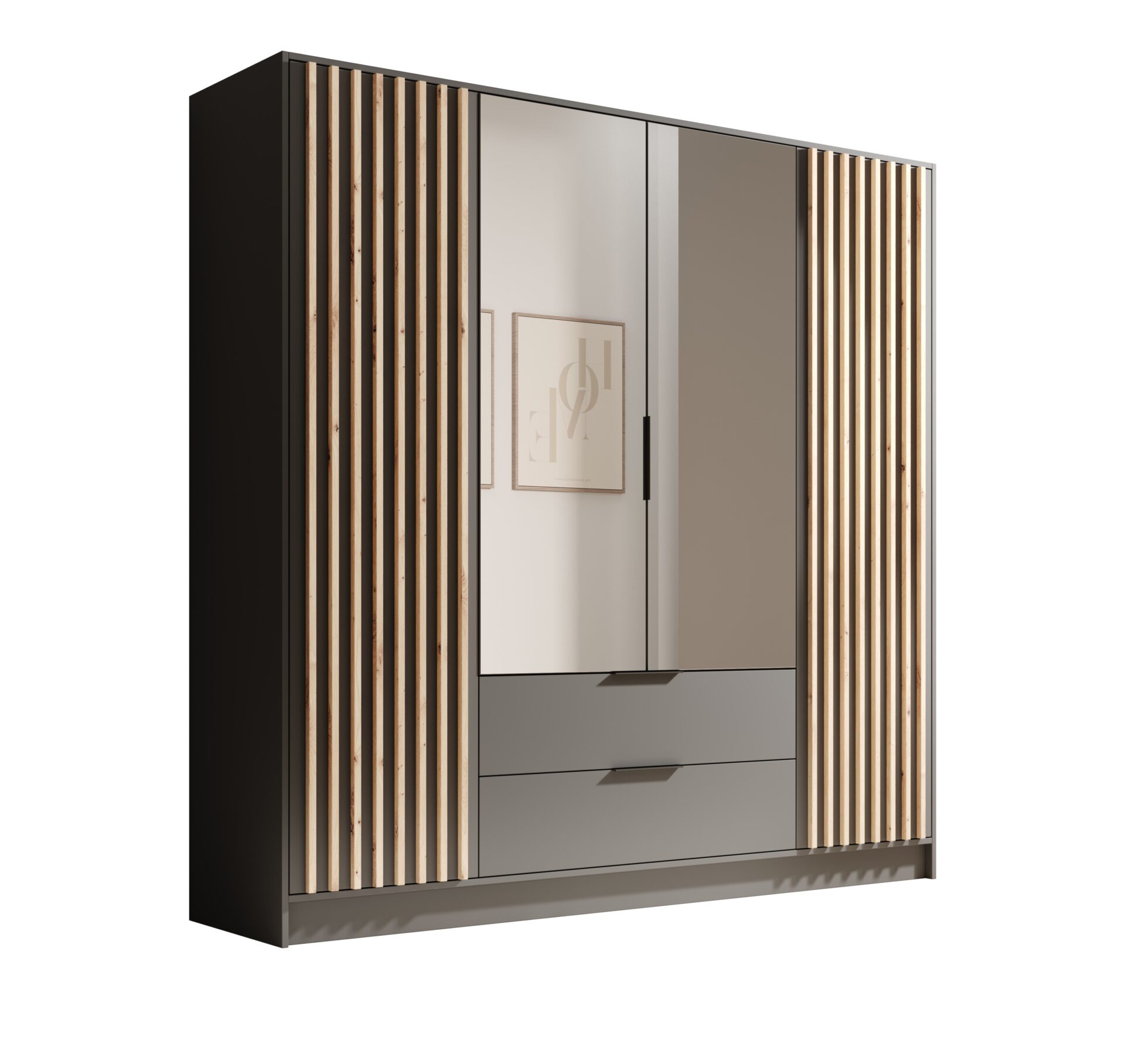 Neri 200 pakreipiama spinta su veidrodžiais, grafito spalvos, ADRK