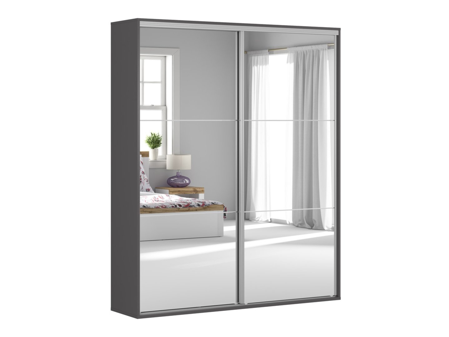 Spinta su stumdomomis durimis ir veidrodžiais FLEX 180 cm grafito spalvos