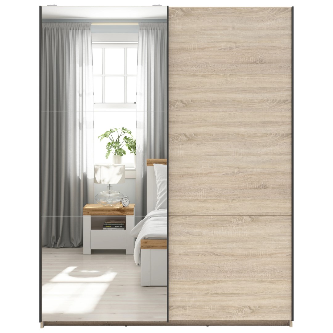 Spinta su stumdomomis durimis ir veidrodžiu TETRIX 153 cm, sonoma ąžuolas