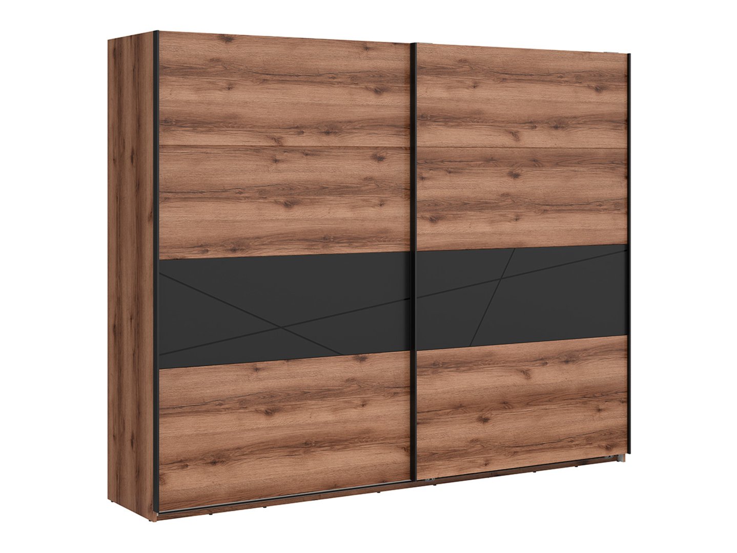 Spinta su stumdomomis fasadais 270 FORN 270 cm Delano tamsaus ąžuolo/matinės juodos spalvos