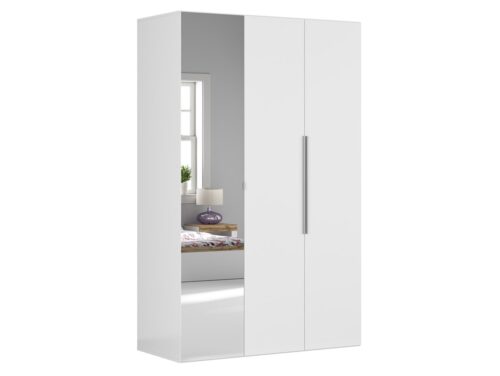 Trijų durų spinta su veidrodžiu FLEX 150 cm, balta