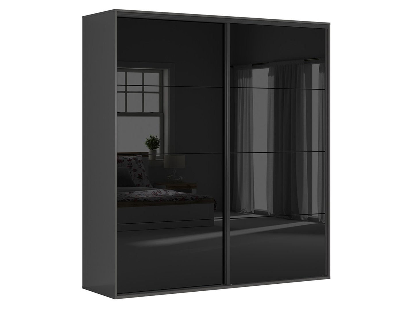 FLEX spinta su stumdomomis durimis, 220 cm, grafito spalvos/blizgios juodos spalvos