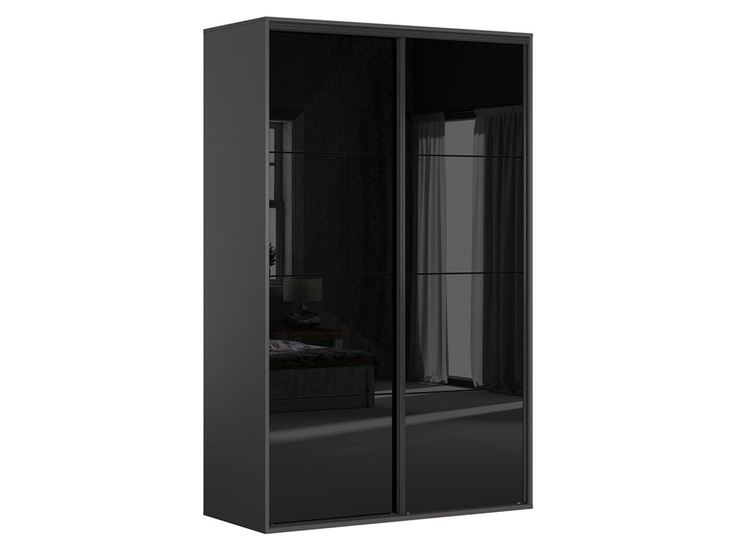 FLEX spinta su stumdomomis durimis, 150 cm, grafito spalvos/blizgios juodos spalvos