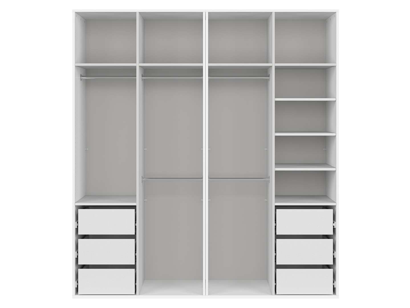 FLEX keturių durų spinta su veidrodžiu, 200 cm, balta/pilka