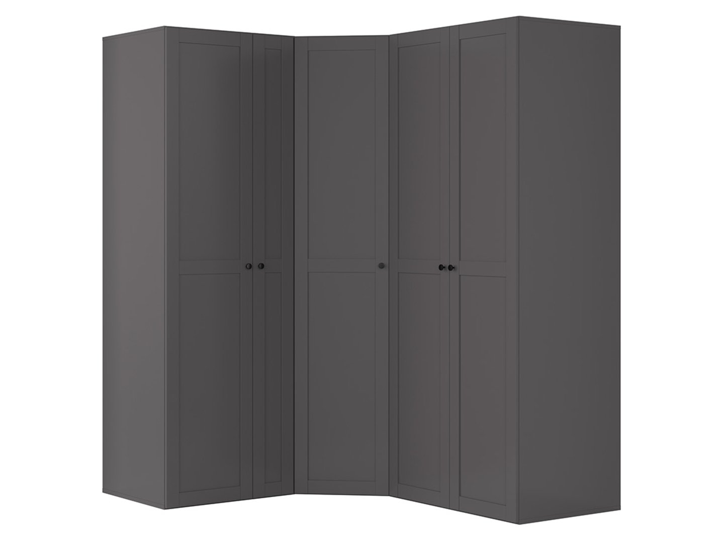 FLEX penkių durų kampinė spinta 178x203 cm grafito spalvos