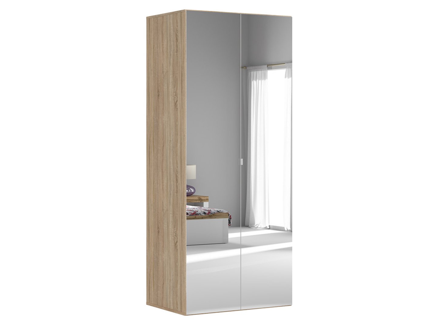 FLEX 100 cm dviejų durų spinta su veidrodžiu, Sonoma ąžuolas
