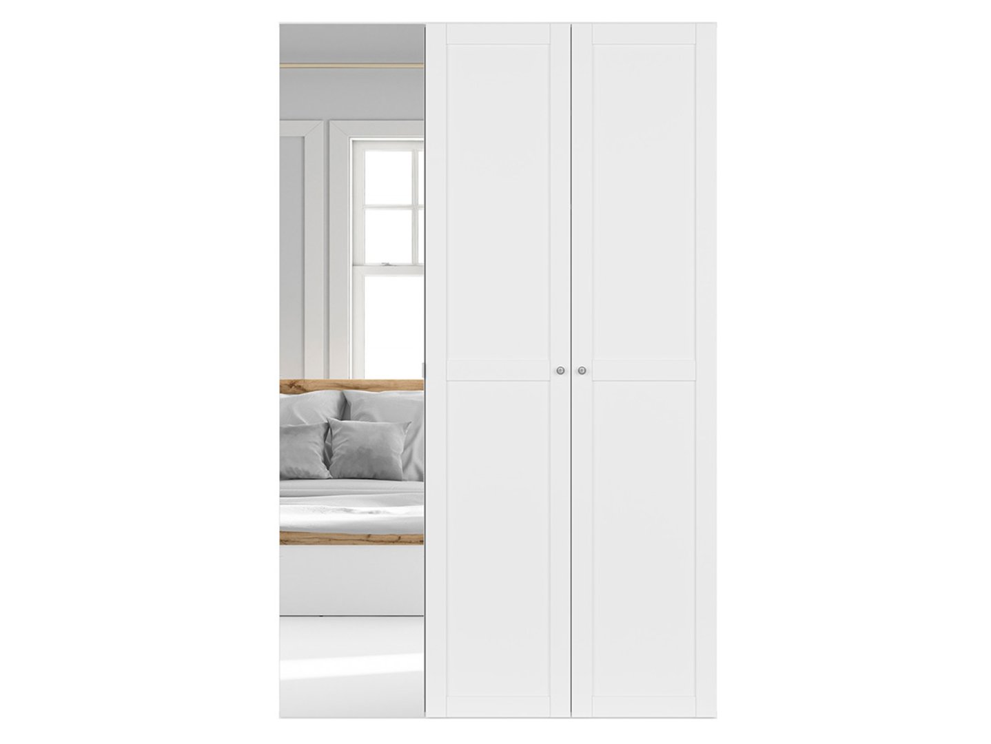 FLEX trijų durų spinta su veidrodžiu, 150 cm, balta/pilka