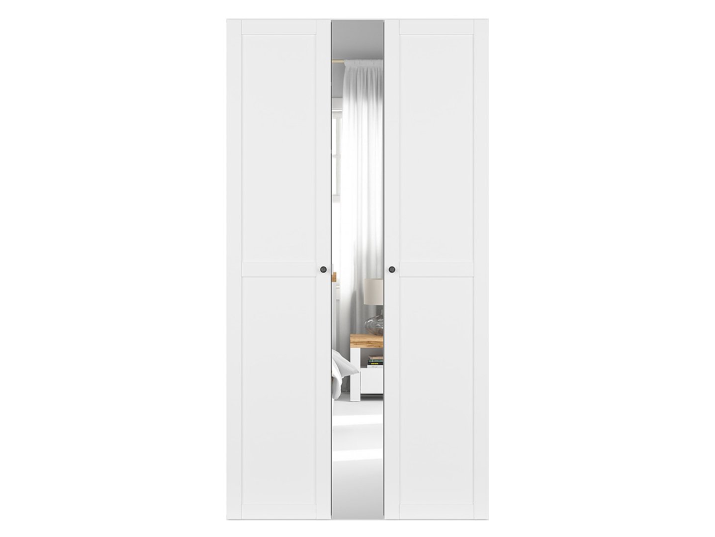 FLEX trijų durų spinta su veidrodžiu, 125 cm, balta/pilka