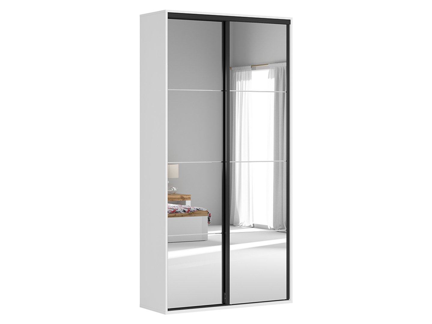 Spinta su stumdomomis durimis ir veidrodžiais FLEX 120 cm balta/pilka