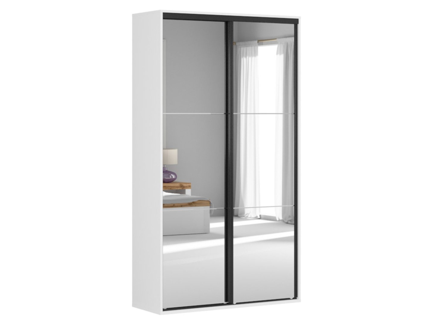 Spinta su stumdomomis durimis ir veidrodžiais FLEX 120 cm balta/pilka