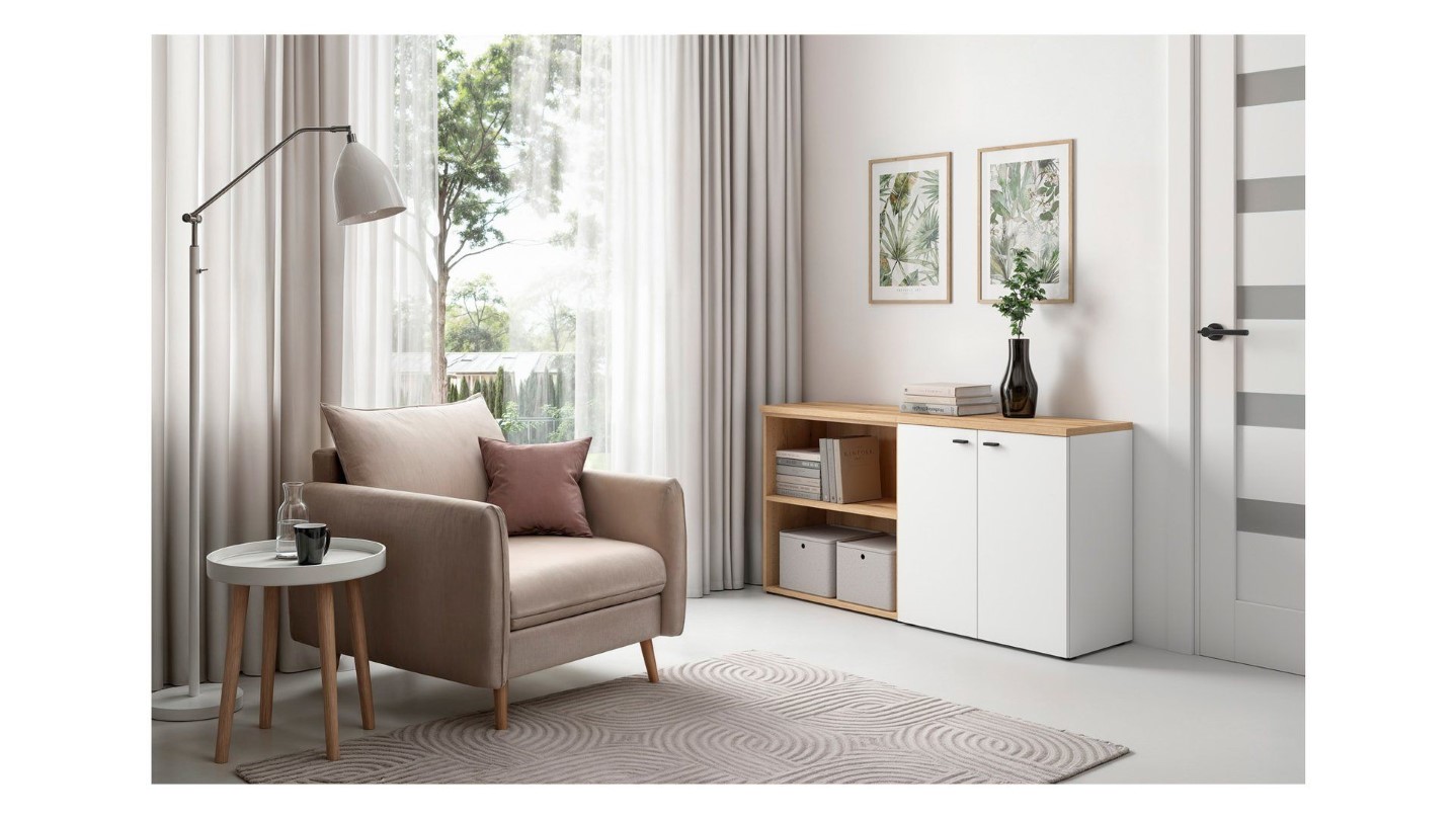 „System 64“ dviejų durų spintelė, balta