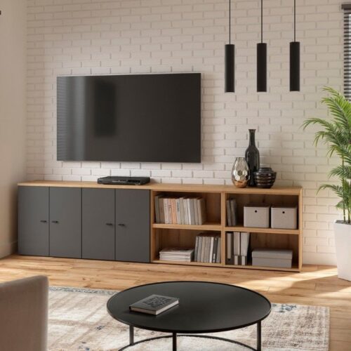 Dviejų durų spintelė System 64 grafito spalvos