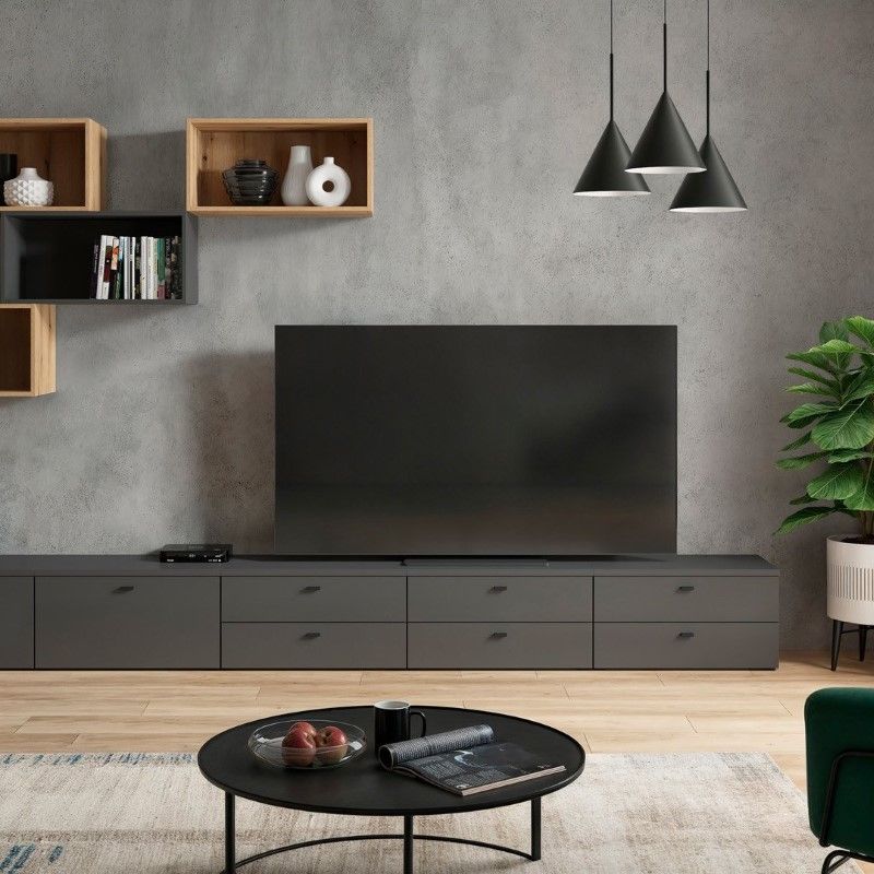 Vienų durų spintelė System 64 grafito spalvos